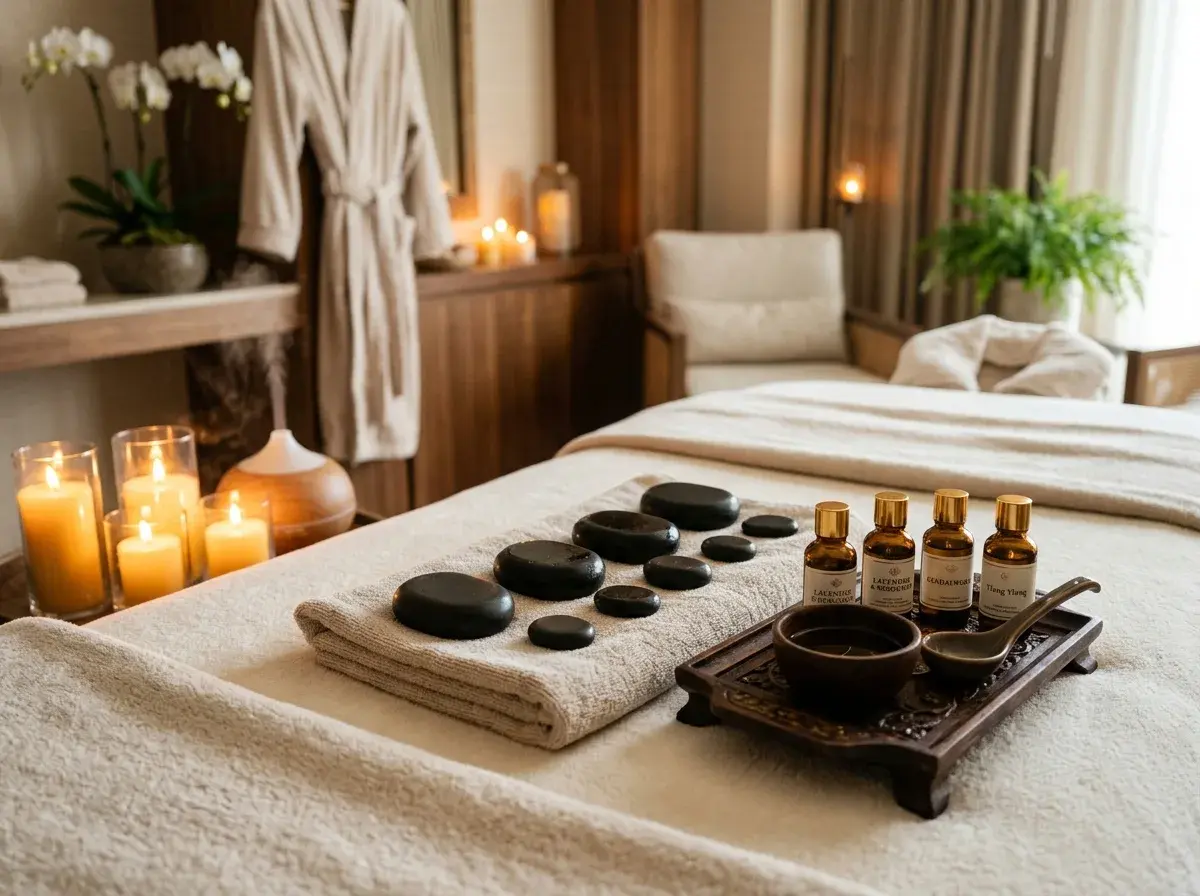 Illustrative hot stone wellness treatment