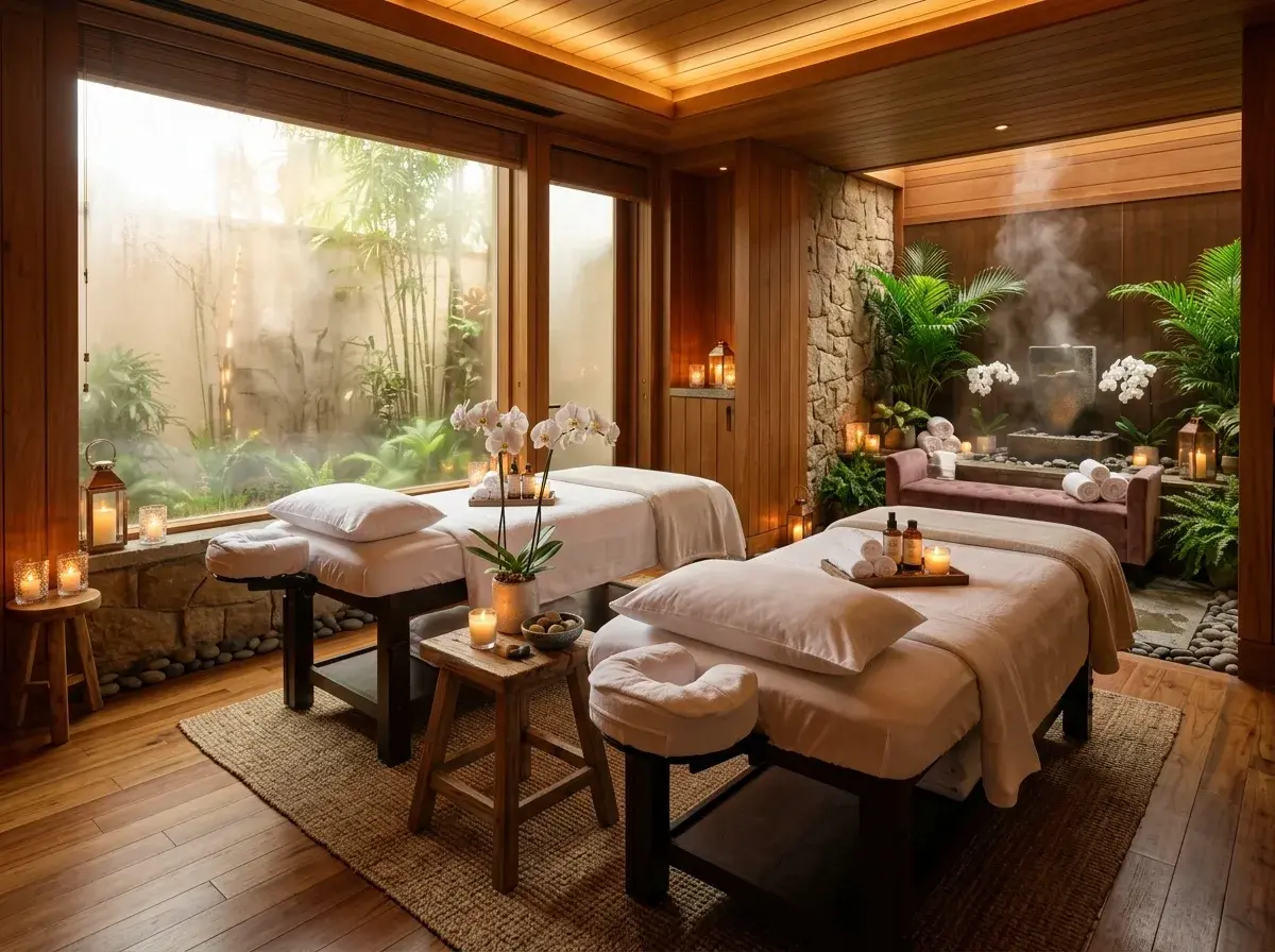 Illustrative couple massage wellness imagery